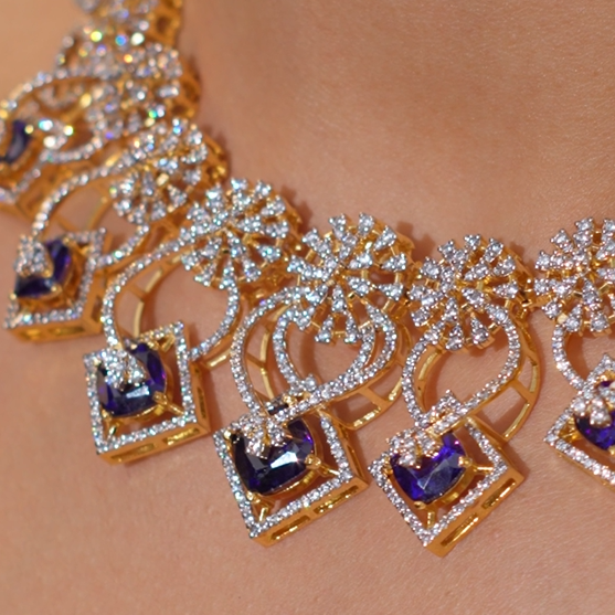 925 Silver Theia diamond look Necklace set- 0277