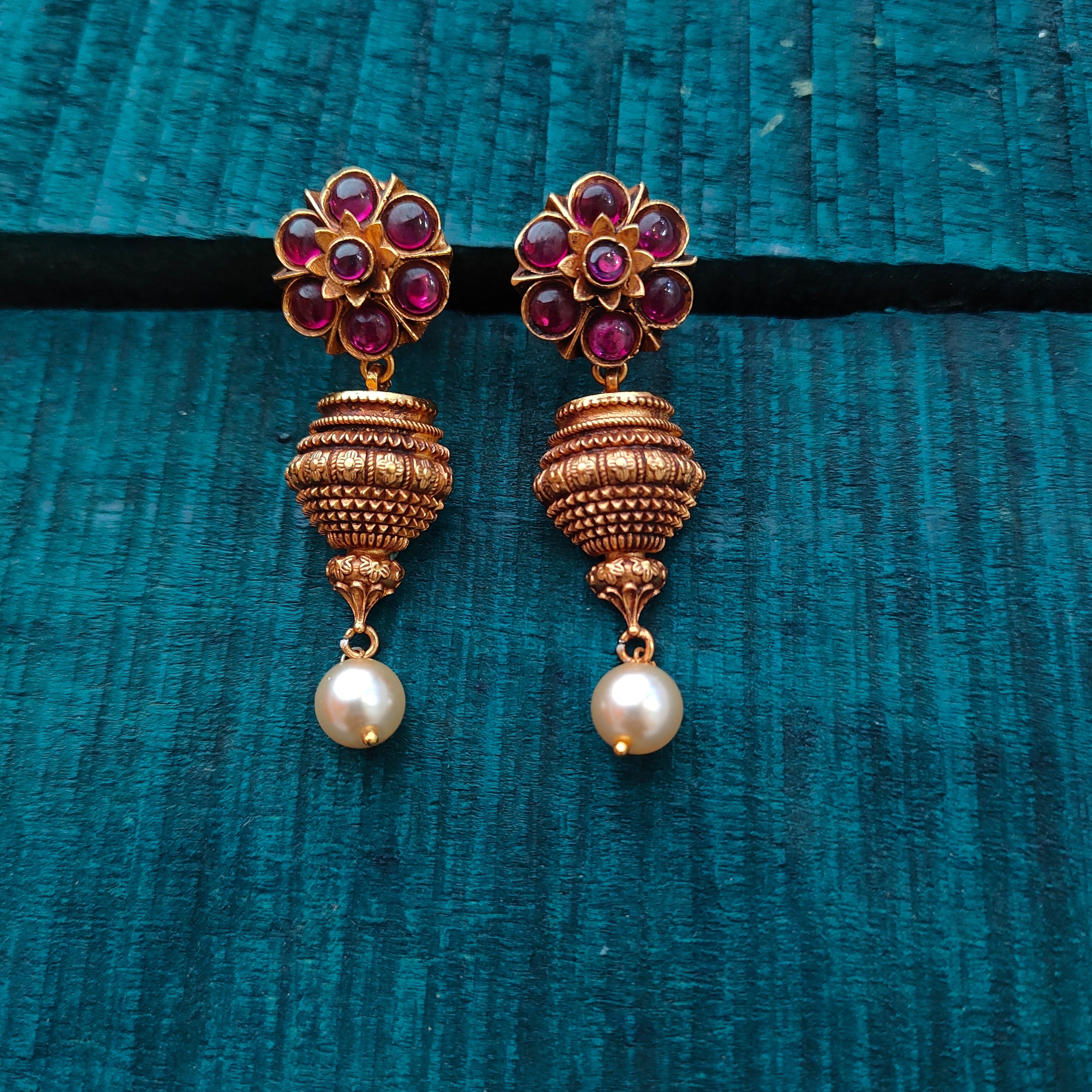 925 Silver Traditional Flower Earring-1475