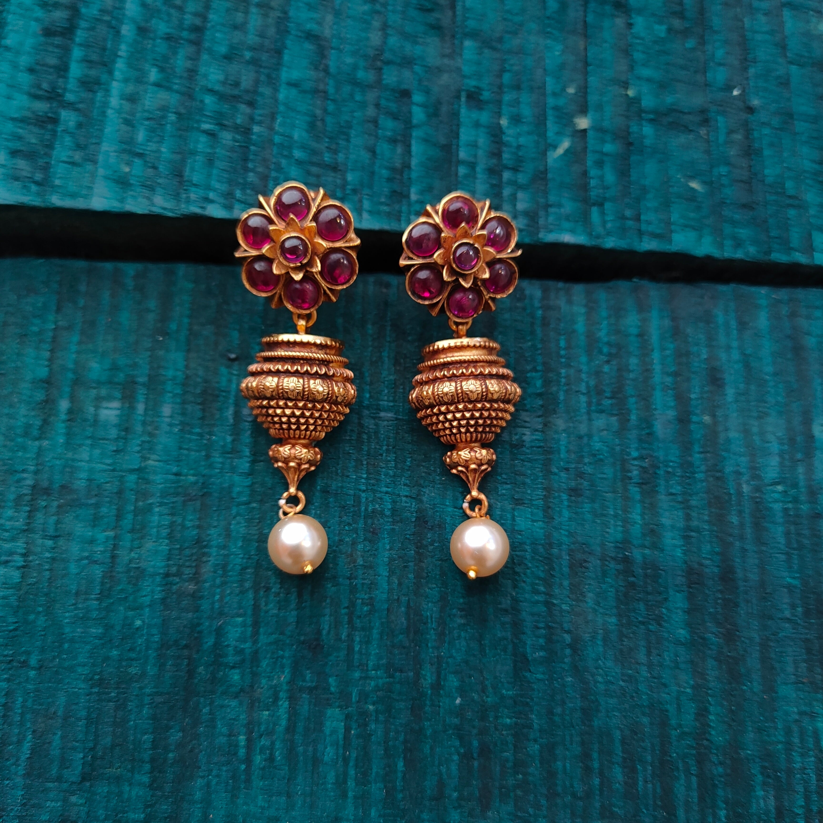 925 Silver Traditional Flower Earring-1475