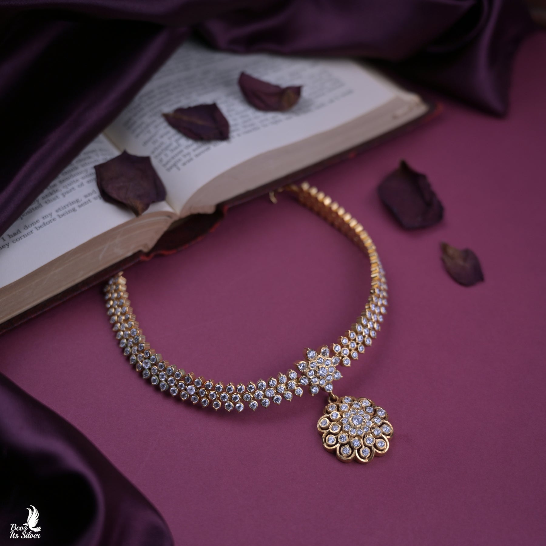 PADMINI DIAMOND LOOK ALIKE CLOSED SETTING ATTIGAI NECKLACE - 6885 (Pre Order)