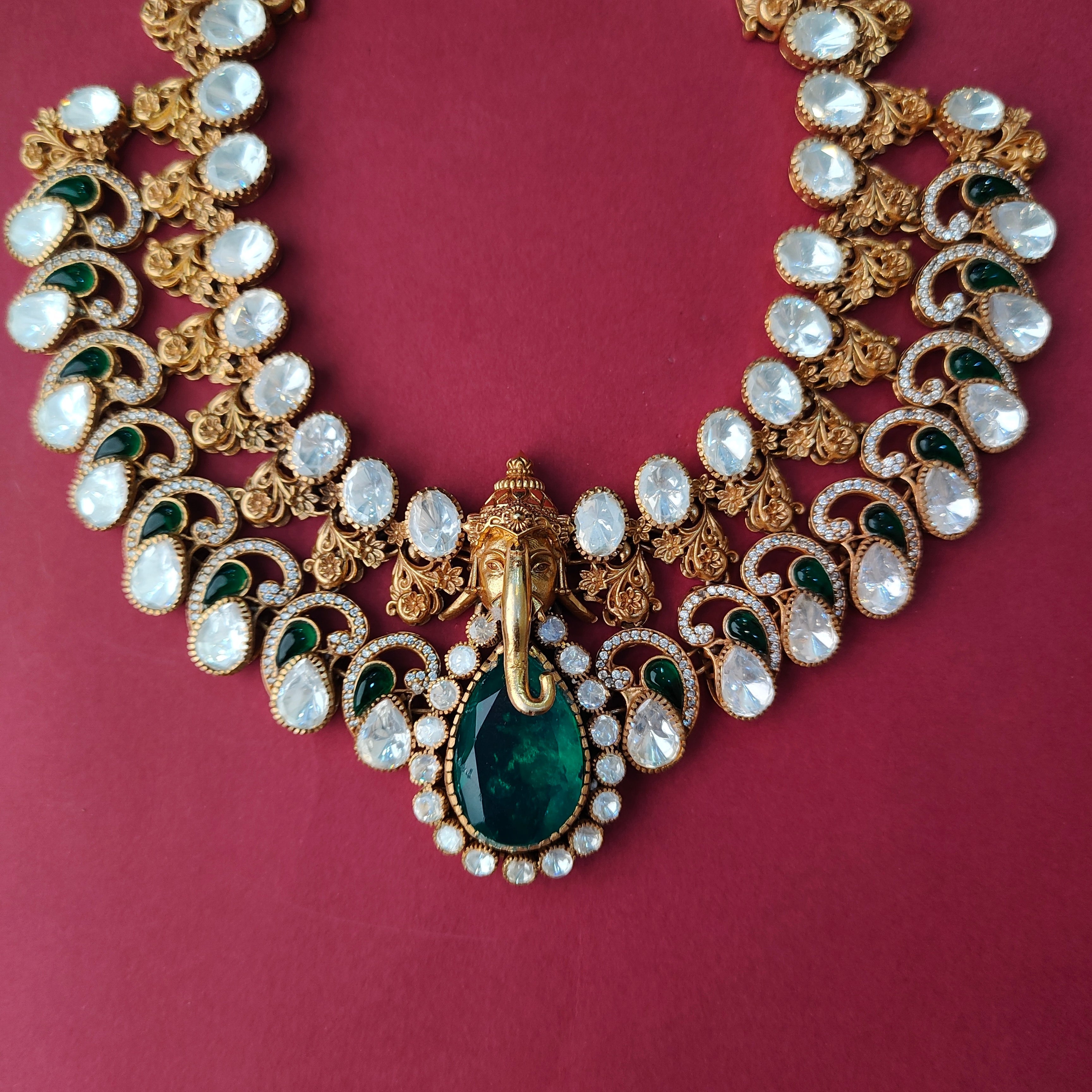 925 Silver Victorian Ganesha Necklace Set-5602