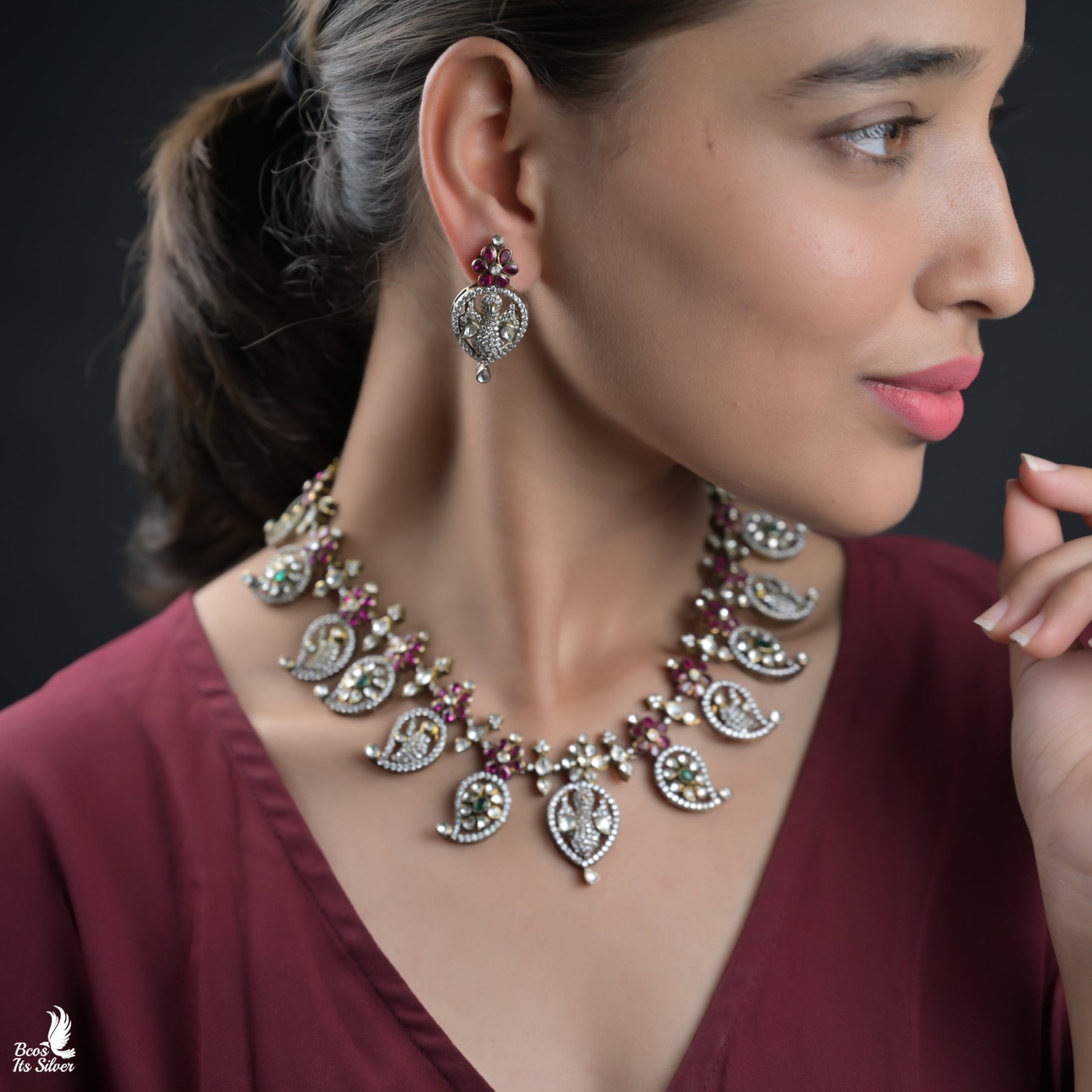 Victorian Neckpiece With Earring - 5614