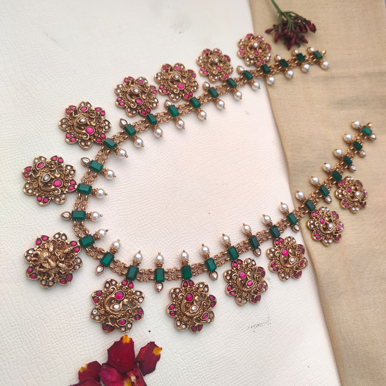 925  Silver Nakshi Kundan Haram - 0401