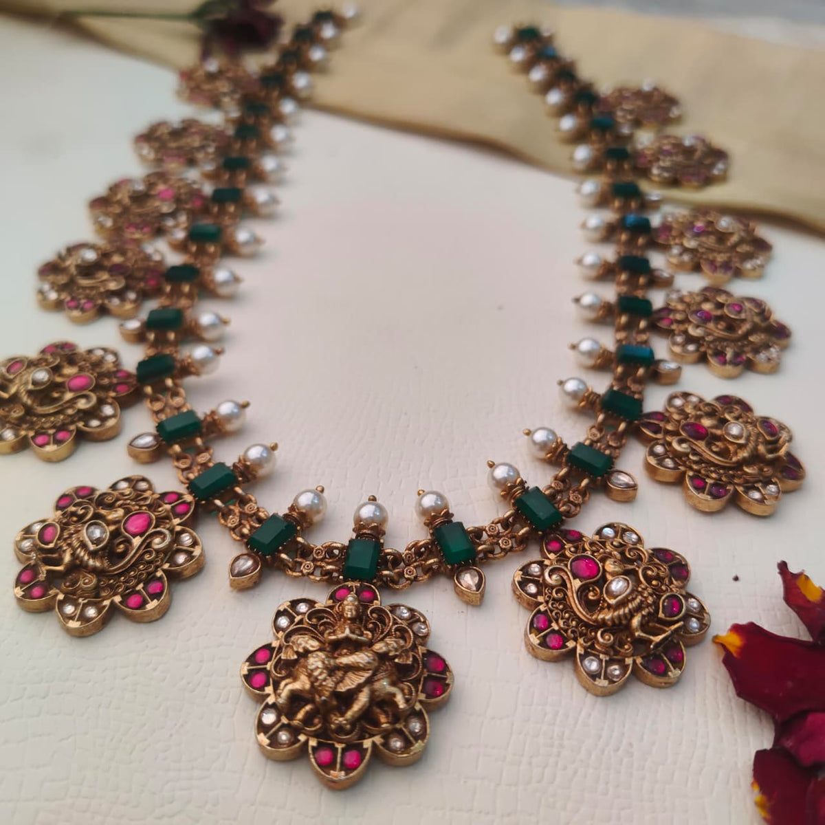 925  Silver Nakshi Kundan Haram - 0401