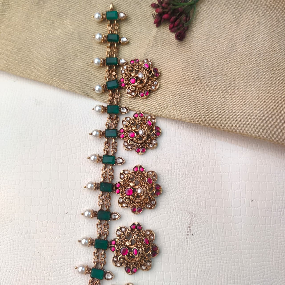 925  Silver Nakshi Kundan Haram - 0401
