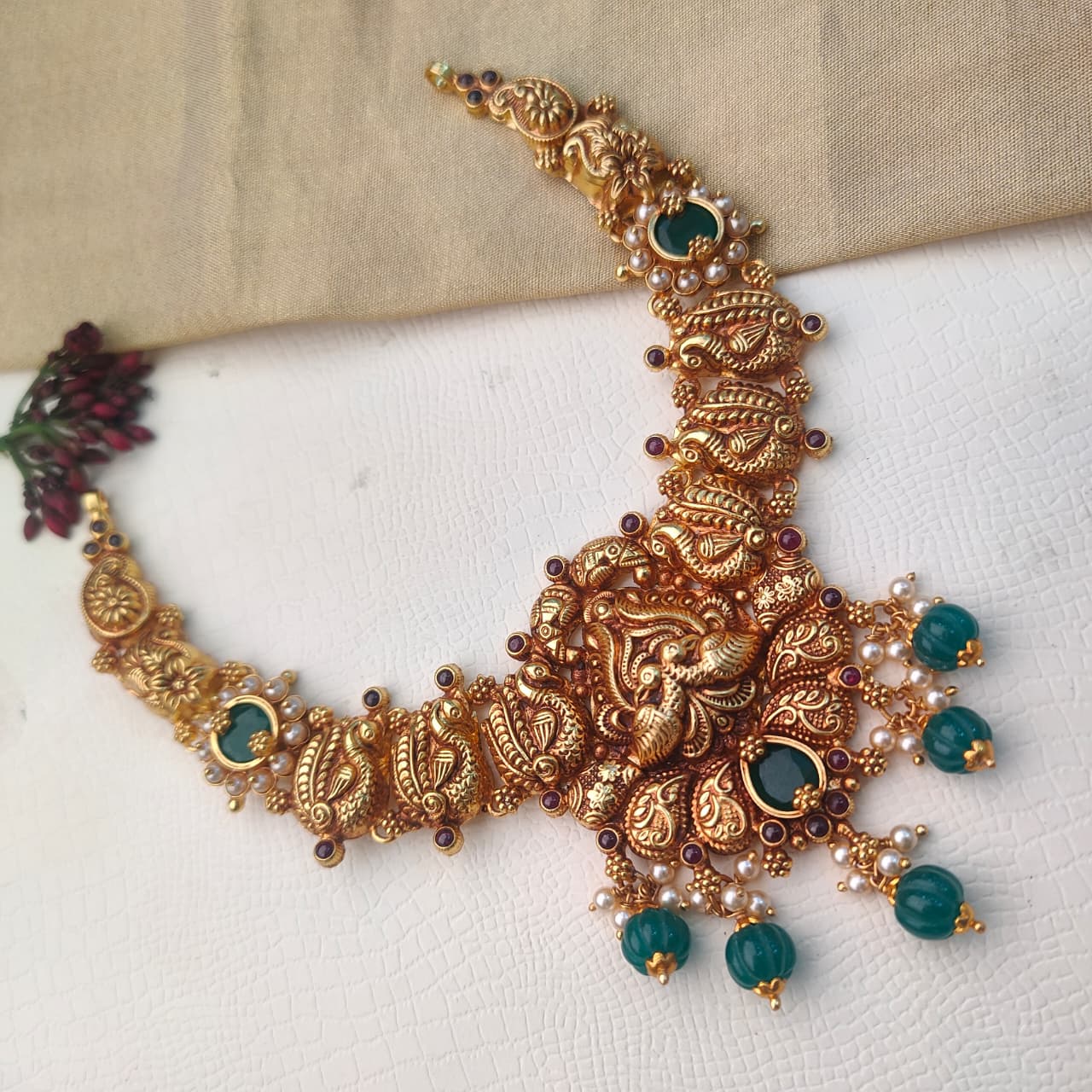 Silver  Nakshi Necklace - 0404