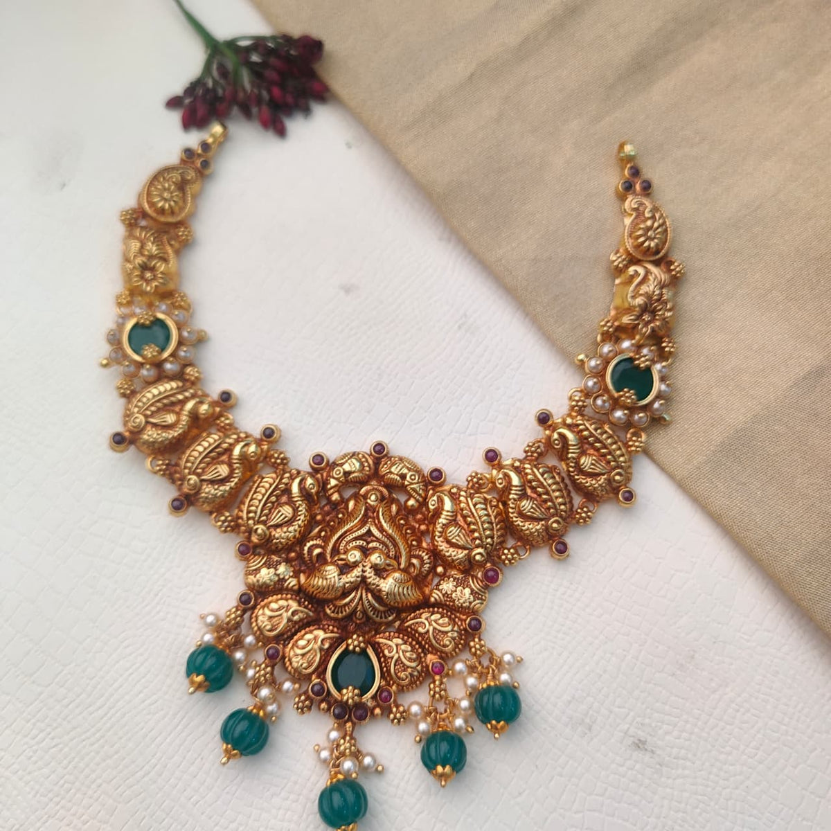 Silver  Nakshi Necklace - 0404