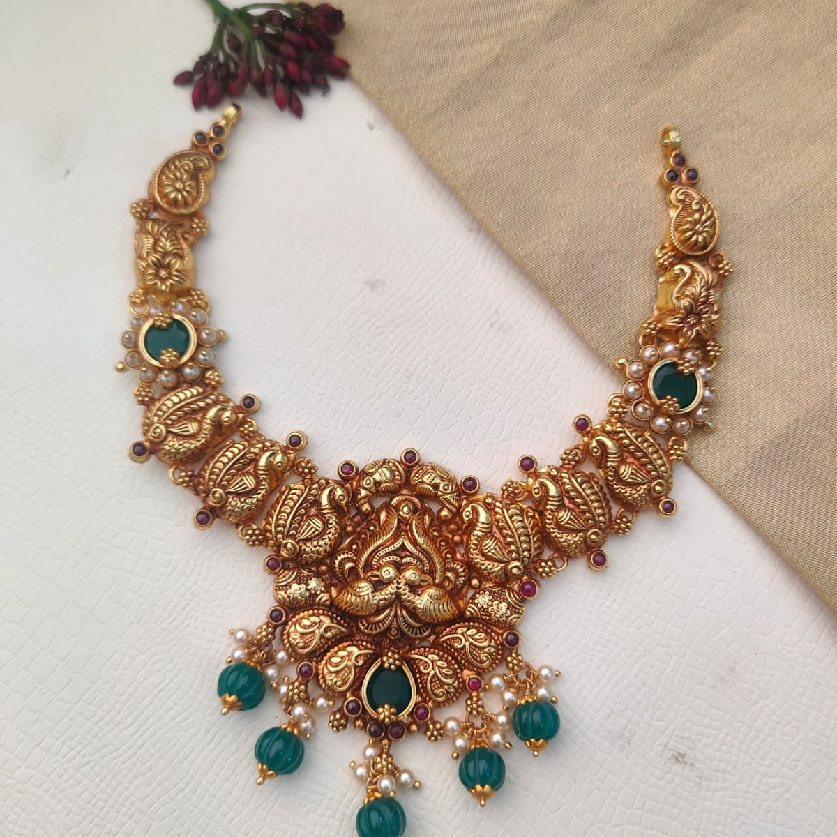 Silver  Nakshi Necklace - 0404