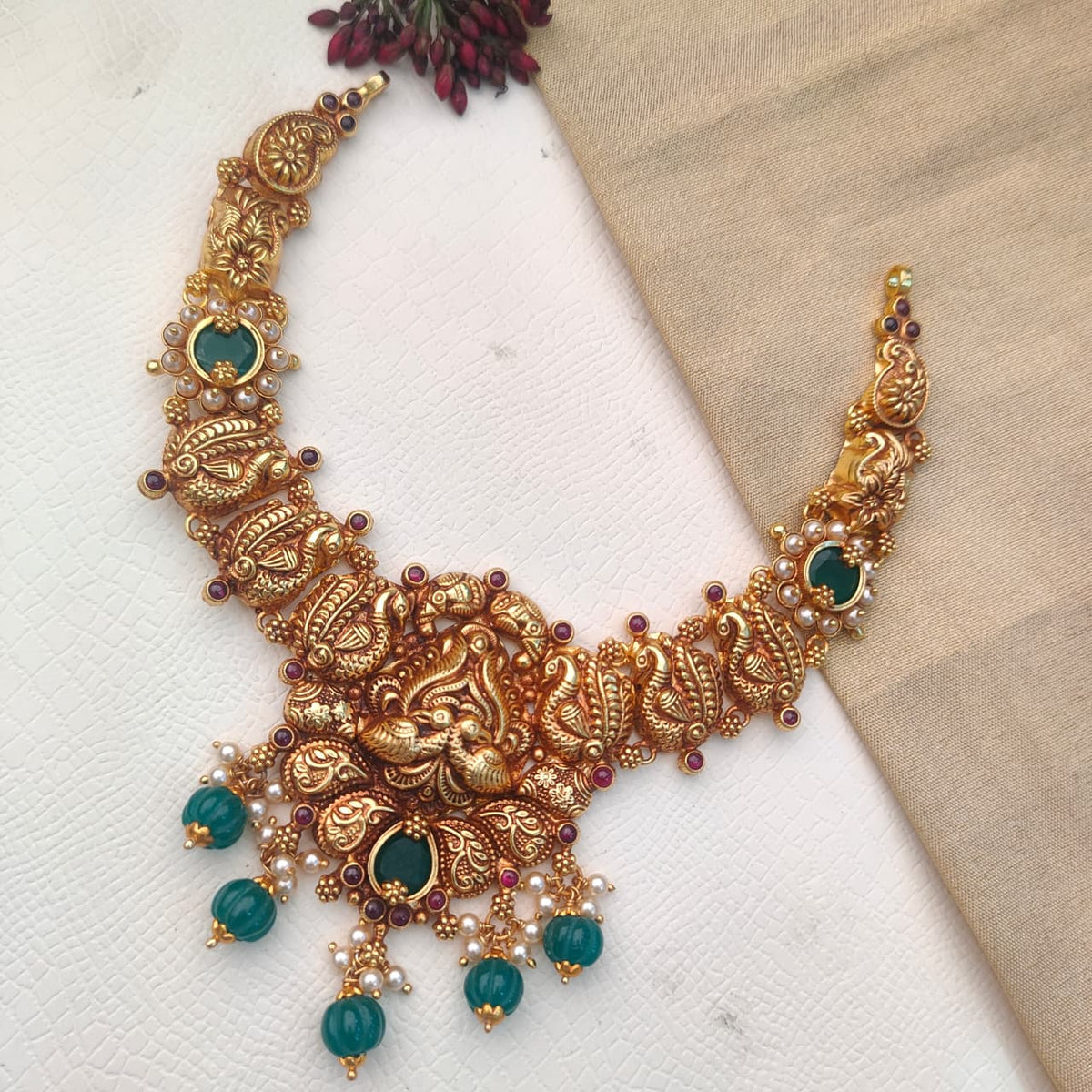 Silver  Nakshi Necklace - 0404
