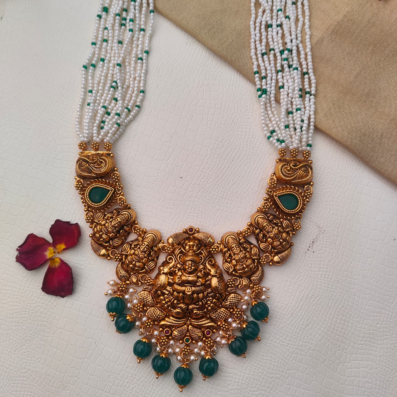 925 Silver Gold Plated pearls Haram-0406