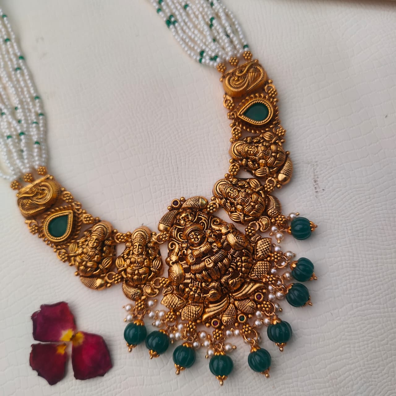 925 Silver Gold Plated pearls Haram-0406