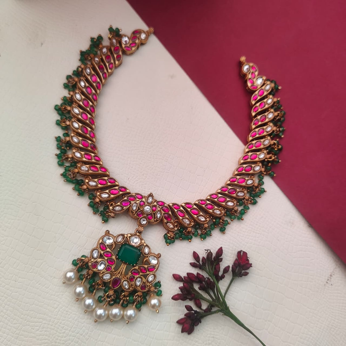Pure Silver 92.5 Kundan Neckpiece - 0409