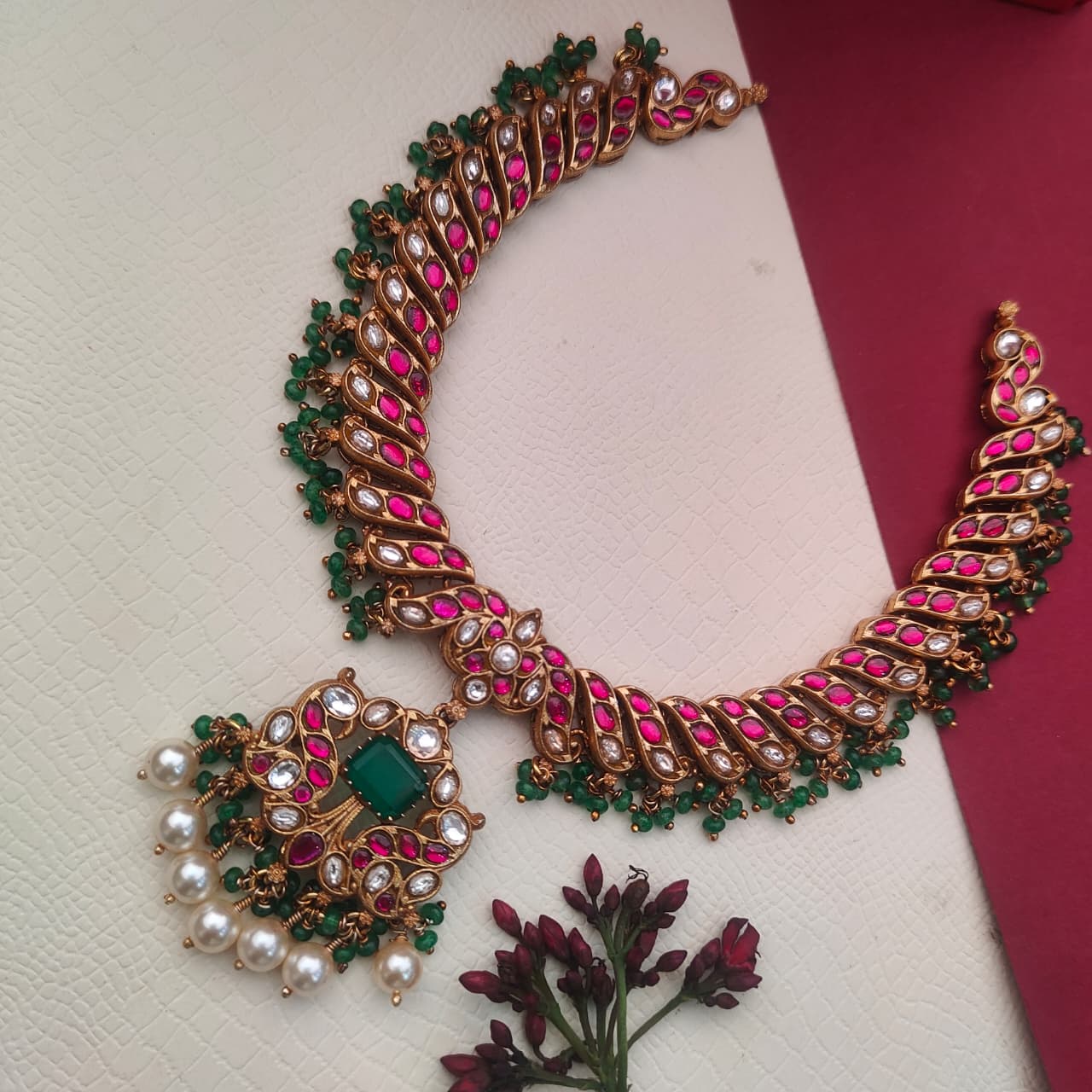 Pure Silver 92.5 Kundan Neckpiece - 0409