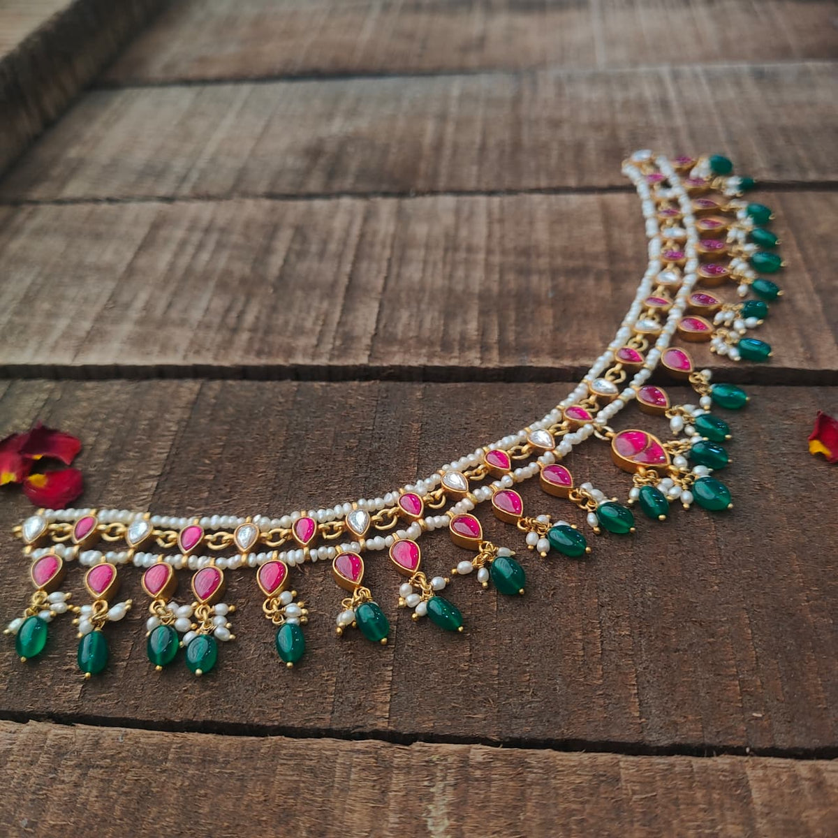 Pure Silver 92.5 Kundan Choker  -0413