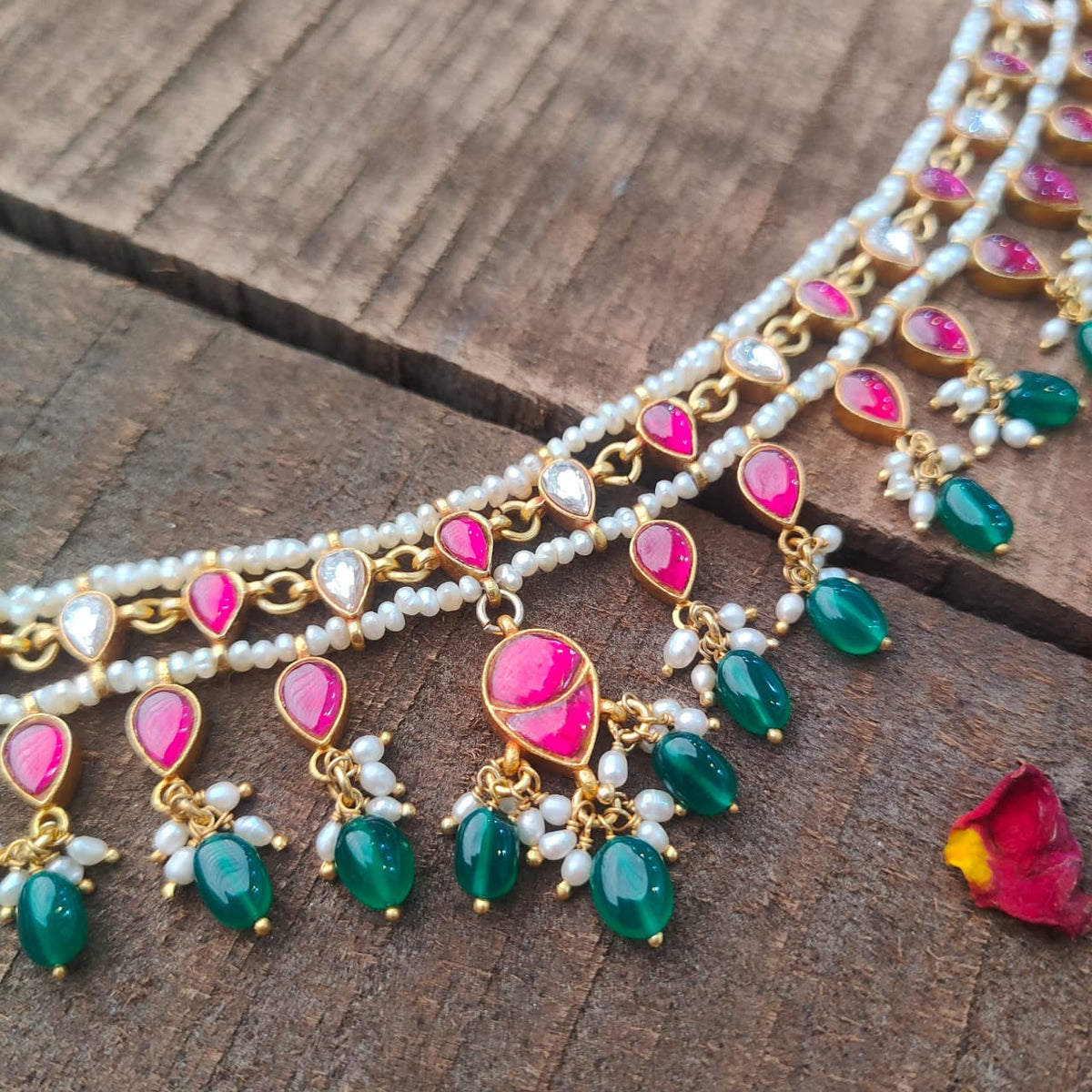 Pure Silver 92.5 Kundan Choker  -0413