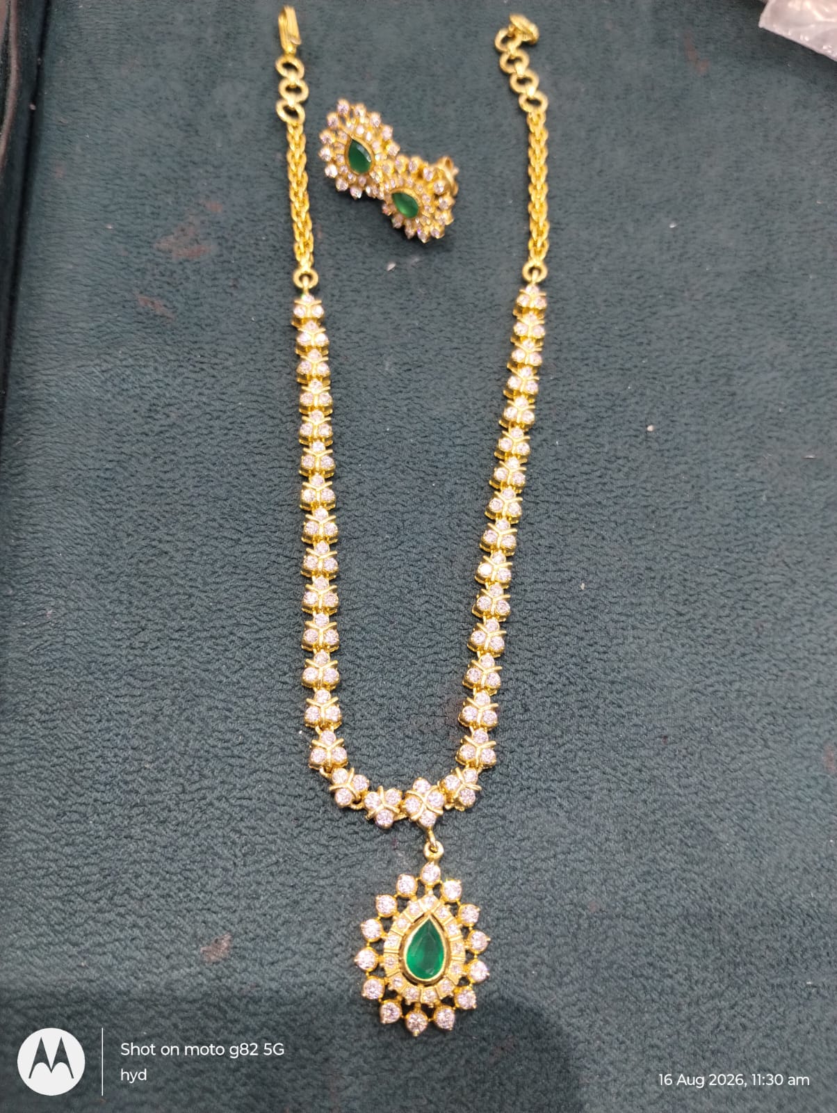 Silver 92.5 Diamond Look Necklace With Earring-2005