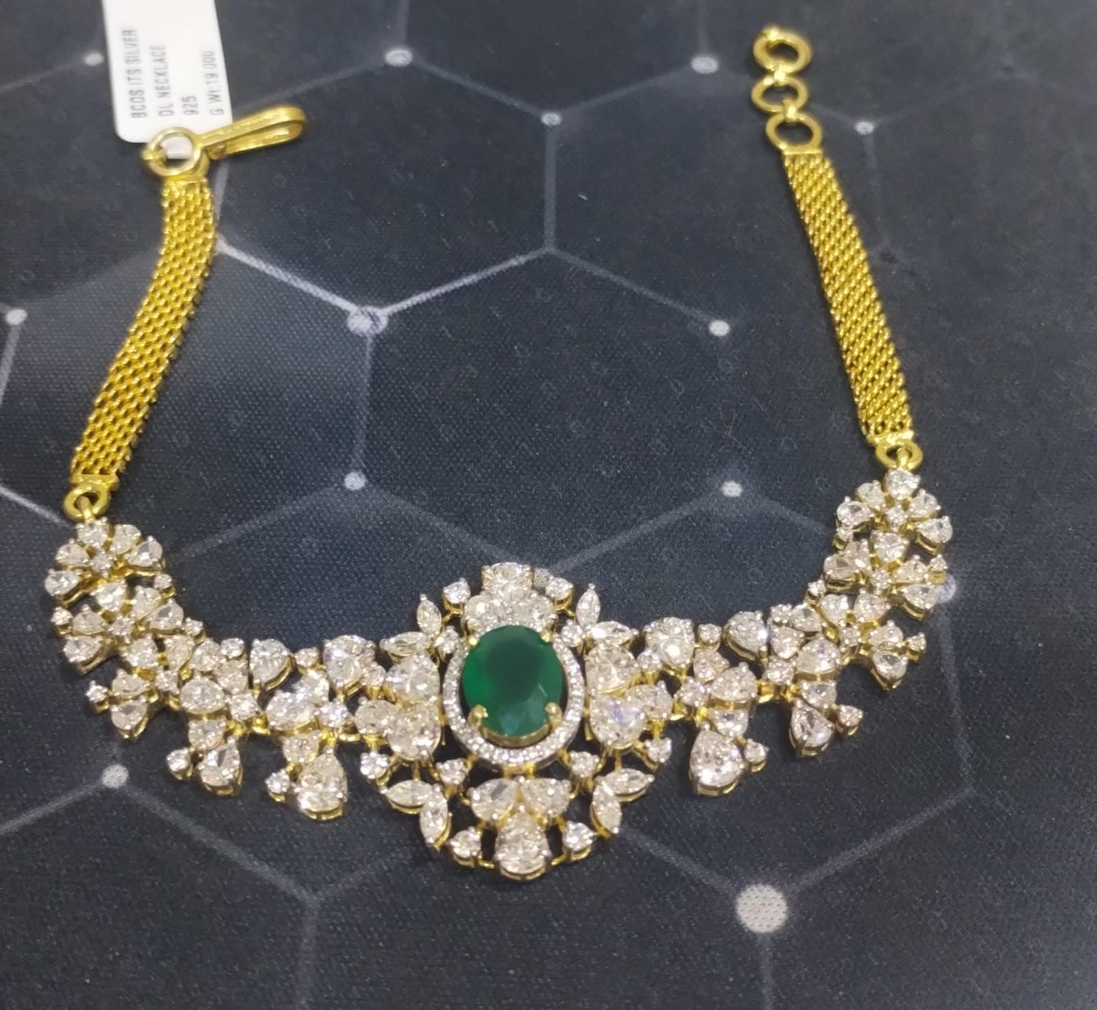Silver 92.5 Diamond Look Necklace With Earring-5427