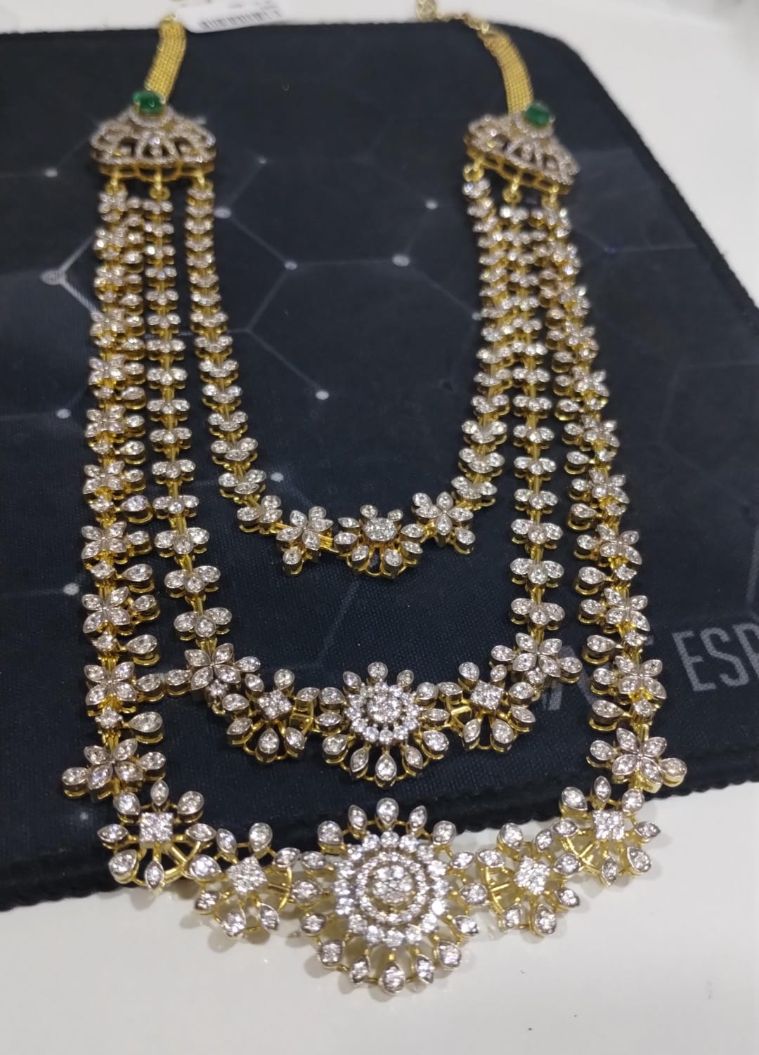Silver 92.5 Diamond Look Necklace With Earring-3040