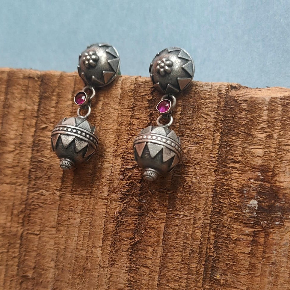 Silver 92.5 Oxidized Earring-0261