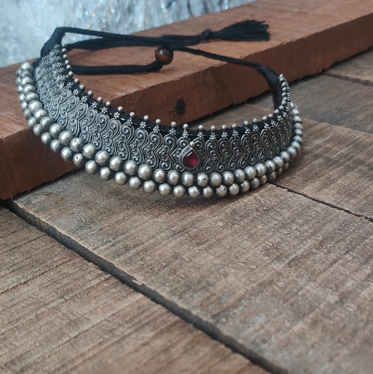 Silver 92.5 Oxidized Necklace -0290