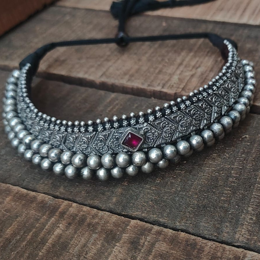 Silver 92.5 Oxidized Necklace -0292