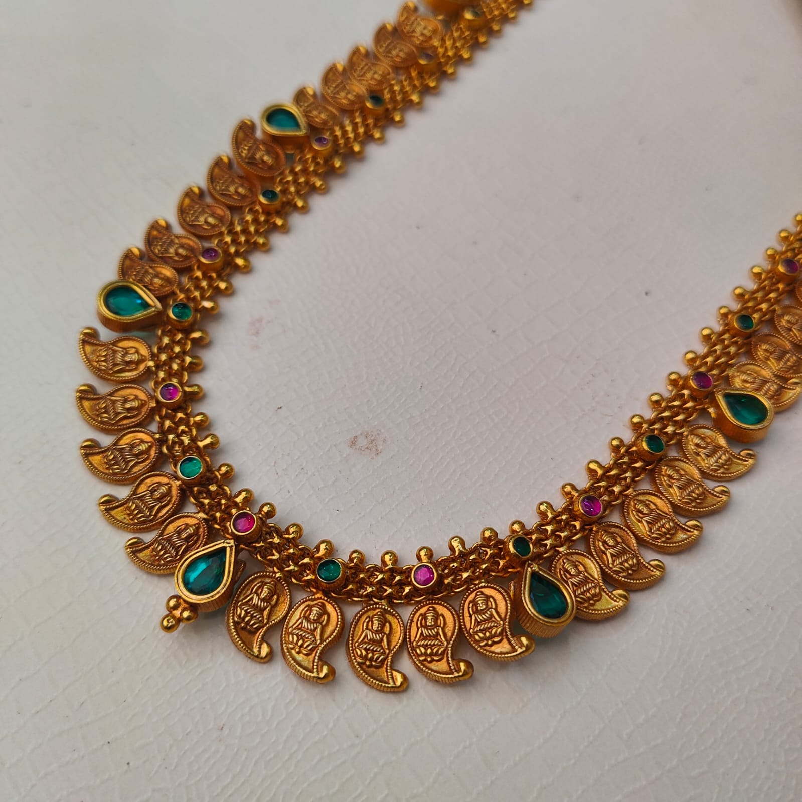 925 Silver Antique Nakshi Lakshmi Mango Haram-2086