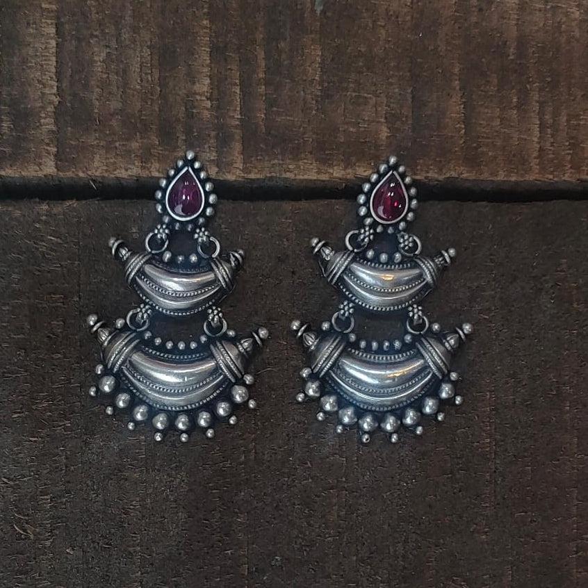 Silver 92.5 Oxidized Earrings -0264