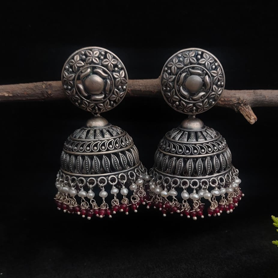 Silver 92.5 Oxidized Jhumka-0288