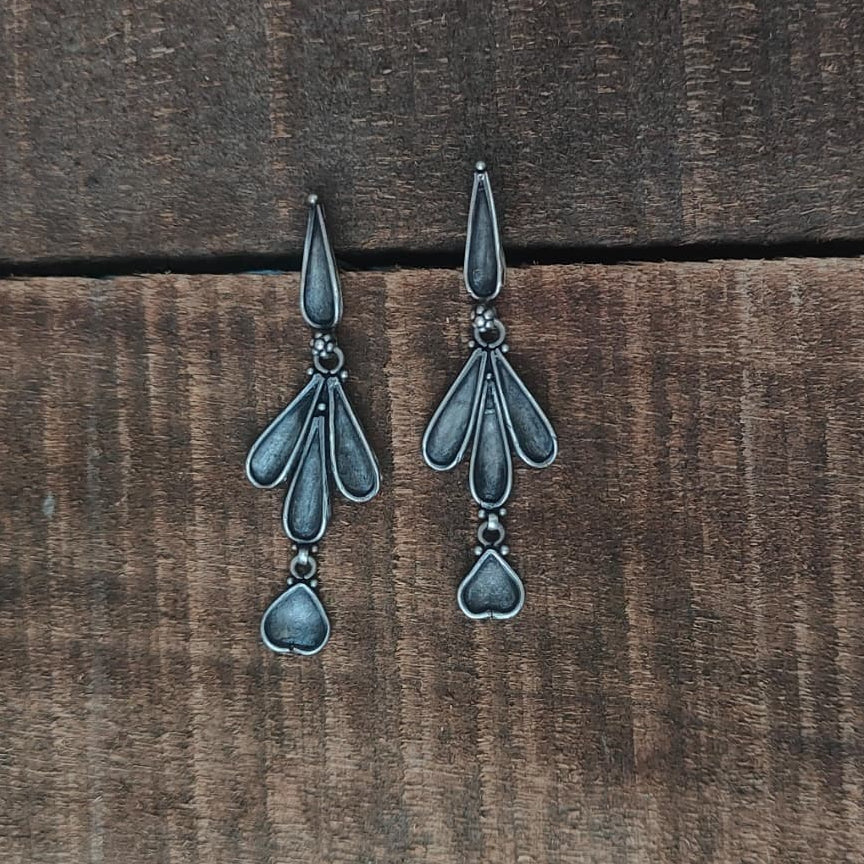 Silver 92.5 Oxidized Necklace With Earrings-0285