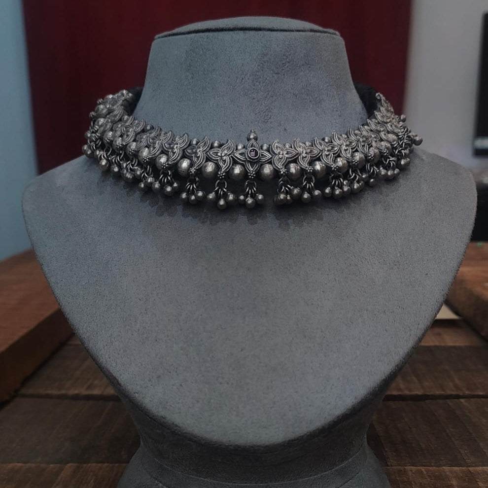 Silver 92.5 Oxidized Necklace -0289