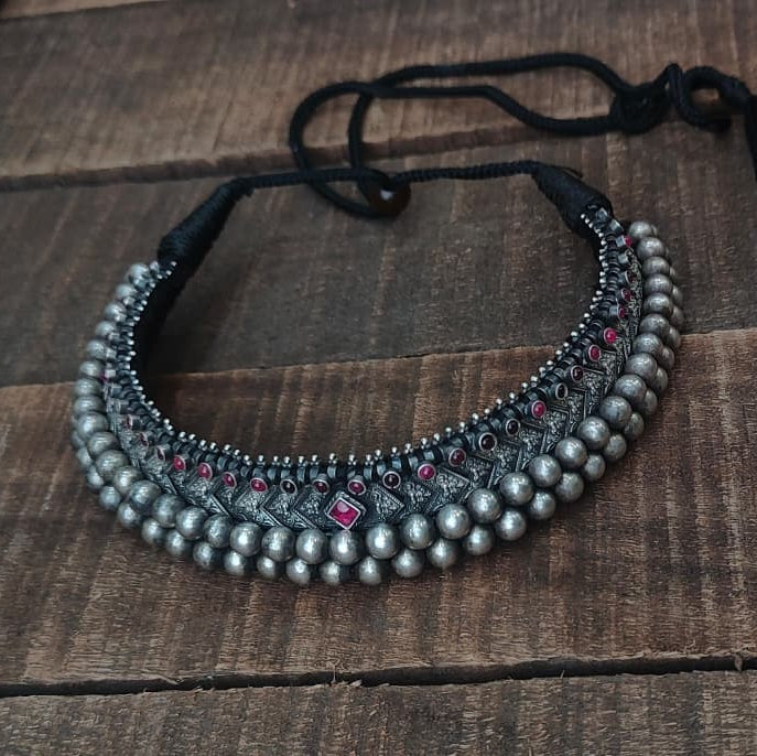 Silver 92.5 Oxidized Necklace -0291