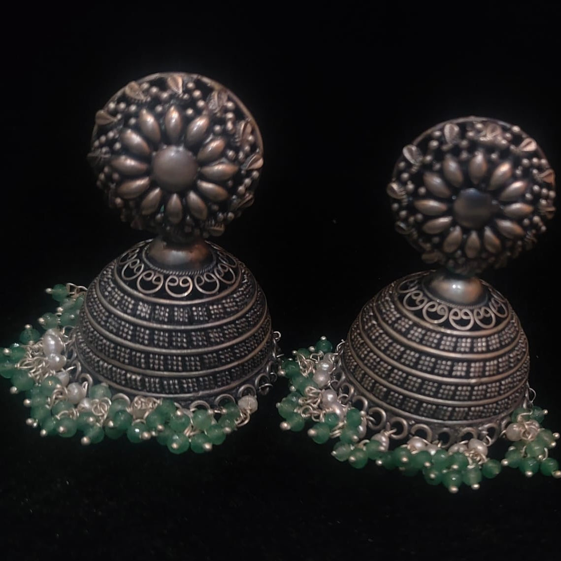 Silver 92.5 Oxidized Jhumka-0262