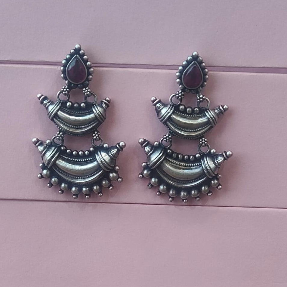 Silver 92.5 Oxidized Earrings -0264