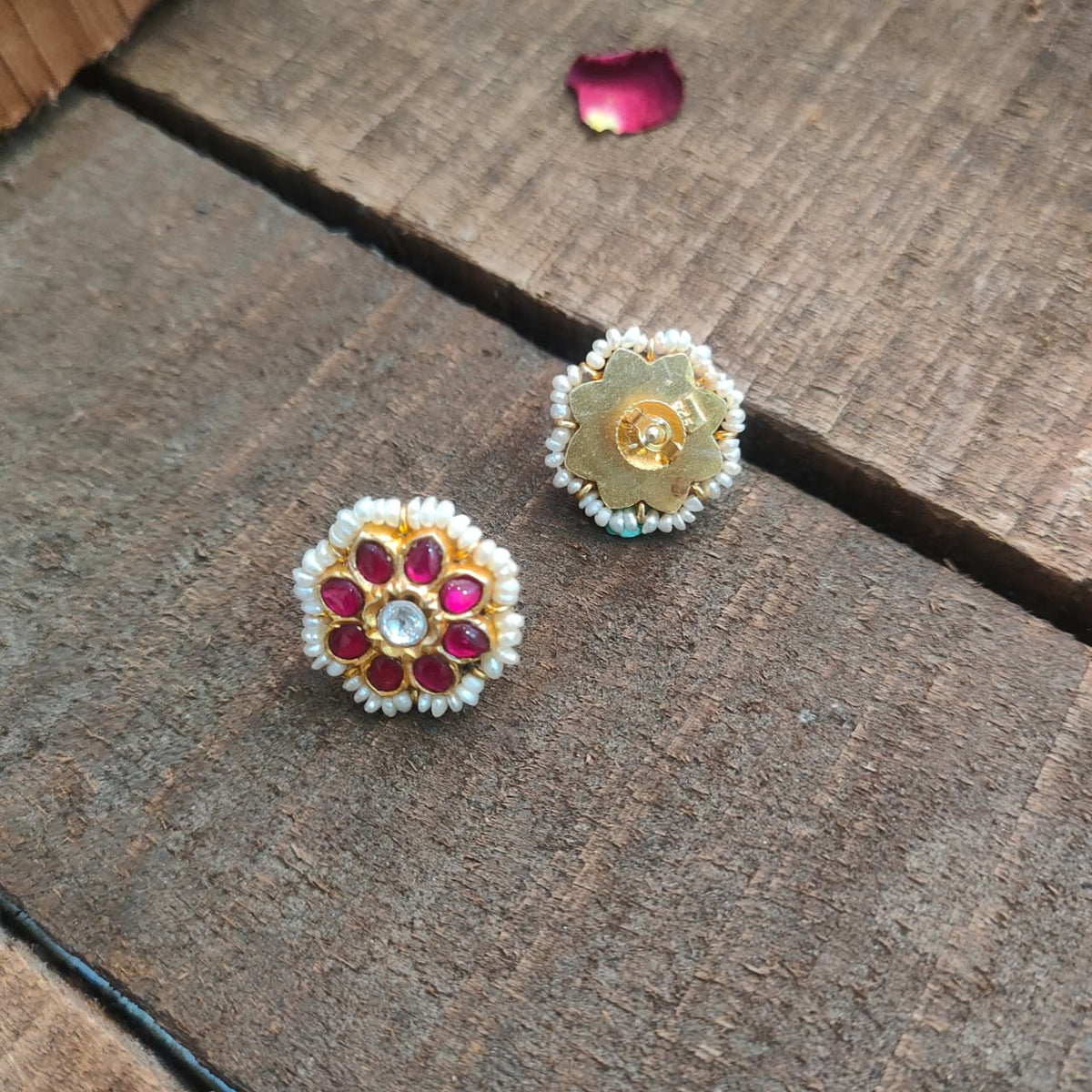 925 Silver Kundan Stud -2094