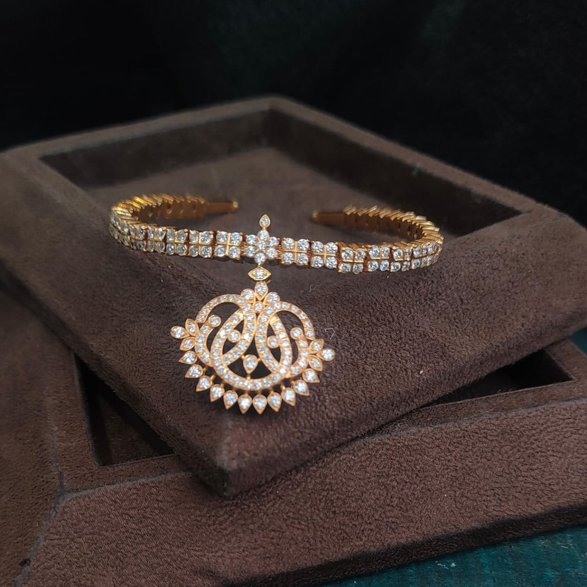 Silver 92.5 Diamond Look Necklace With Earring-2015