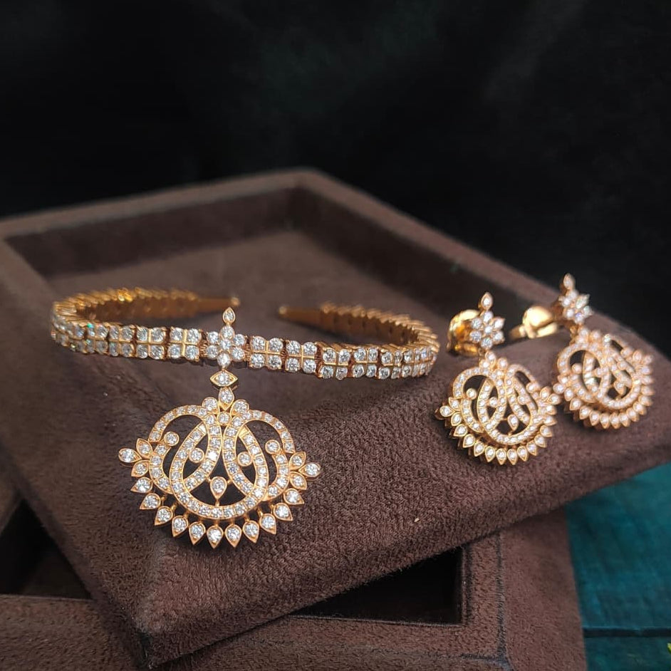 Silver 92.5 Diamond Look Necklace With Earring-2015