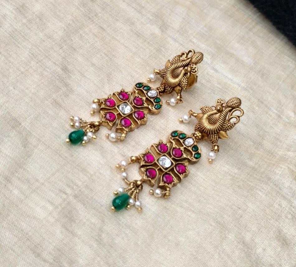 Silver 92.5 Kundan Earrings -2078