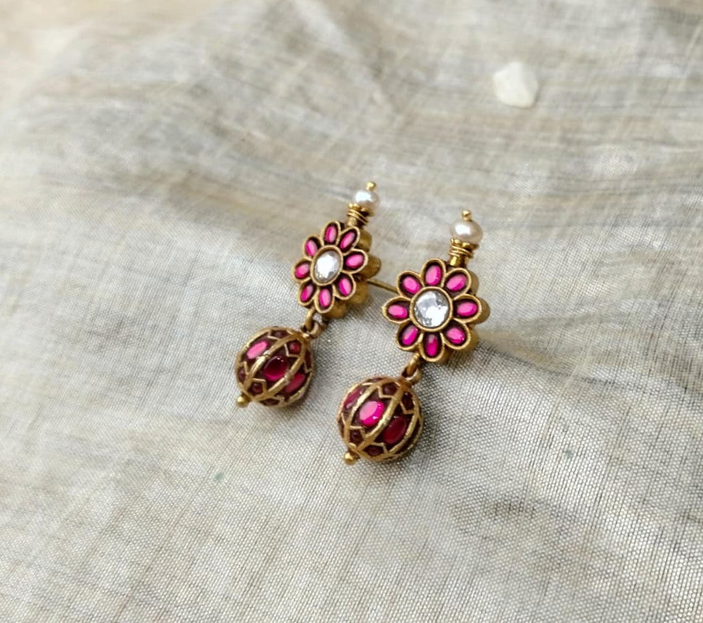 Silver 925 Kundan Earring-2091