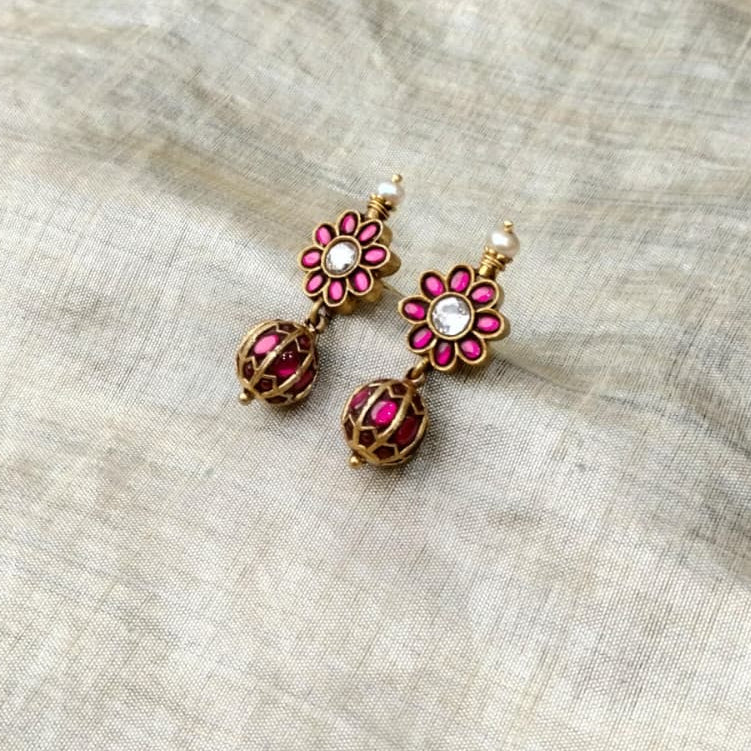 Silver 925 Kundan Earring-2091