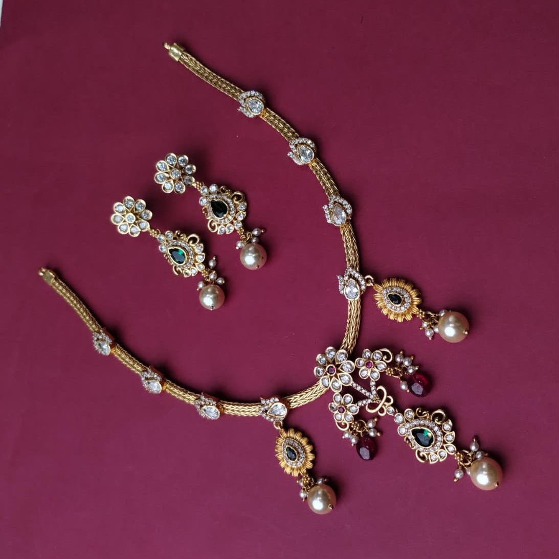 Silver 92.5 Necklace With Earring-2157