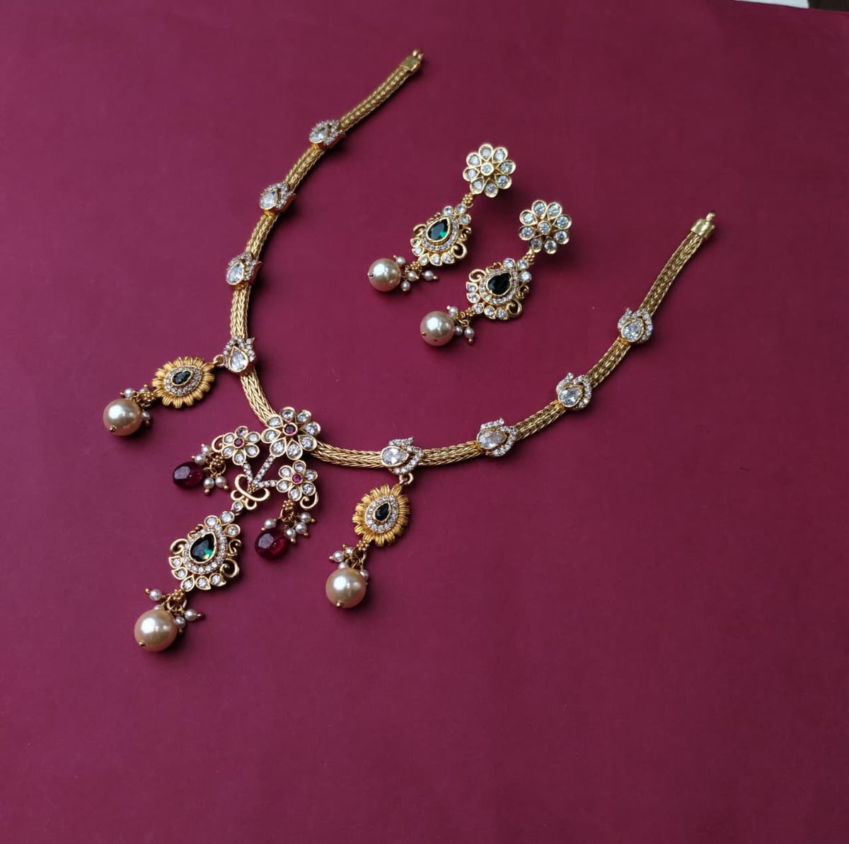 Silver 92.5 Necklace With Earring-2157