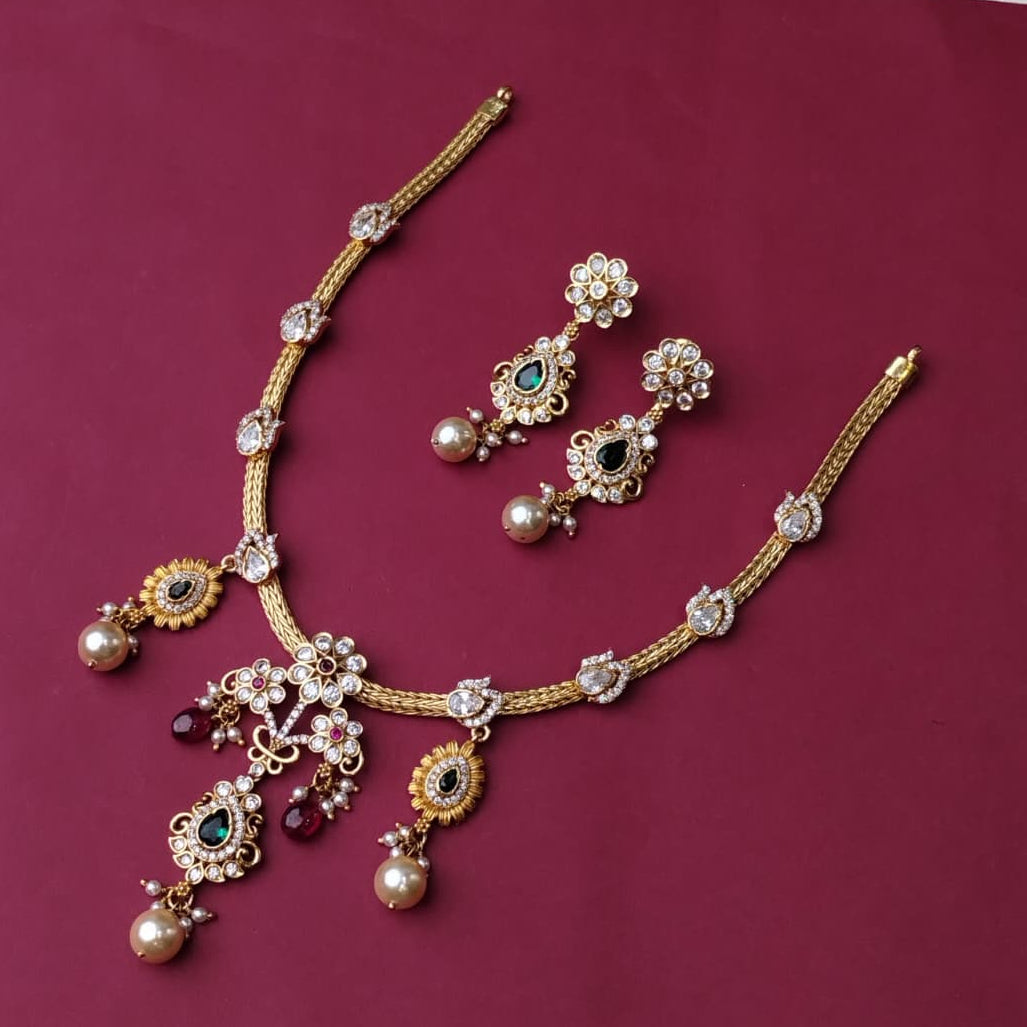 Silver 92.5 Necklace With Earring-2157