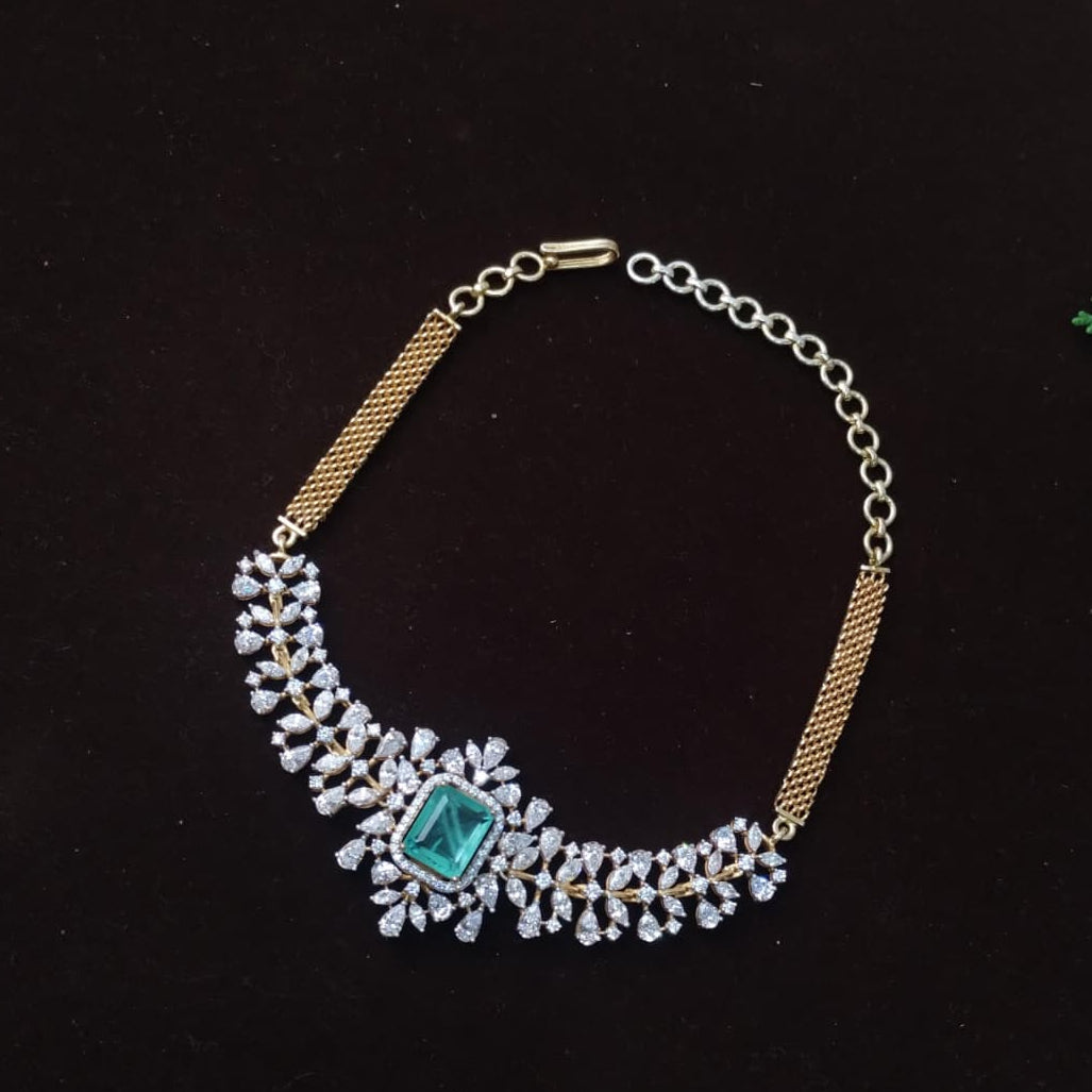 Silver 92.5 Diamond Look Choker-0295