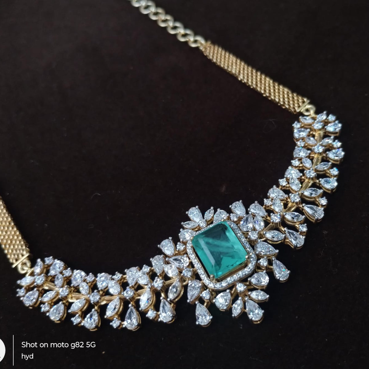 Silver 92.5 Diamond Look Choker-0295
