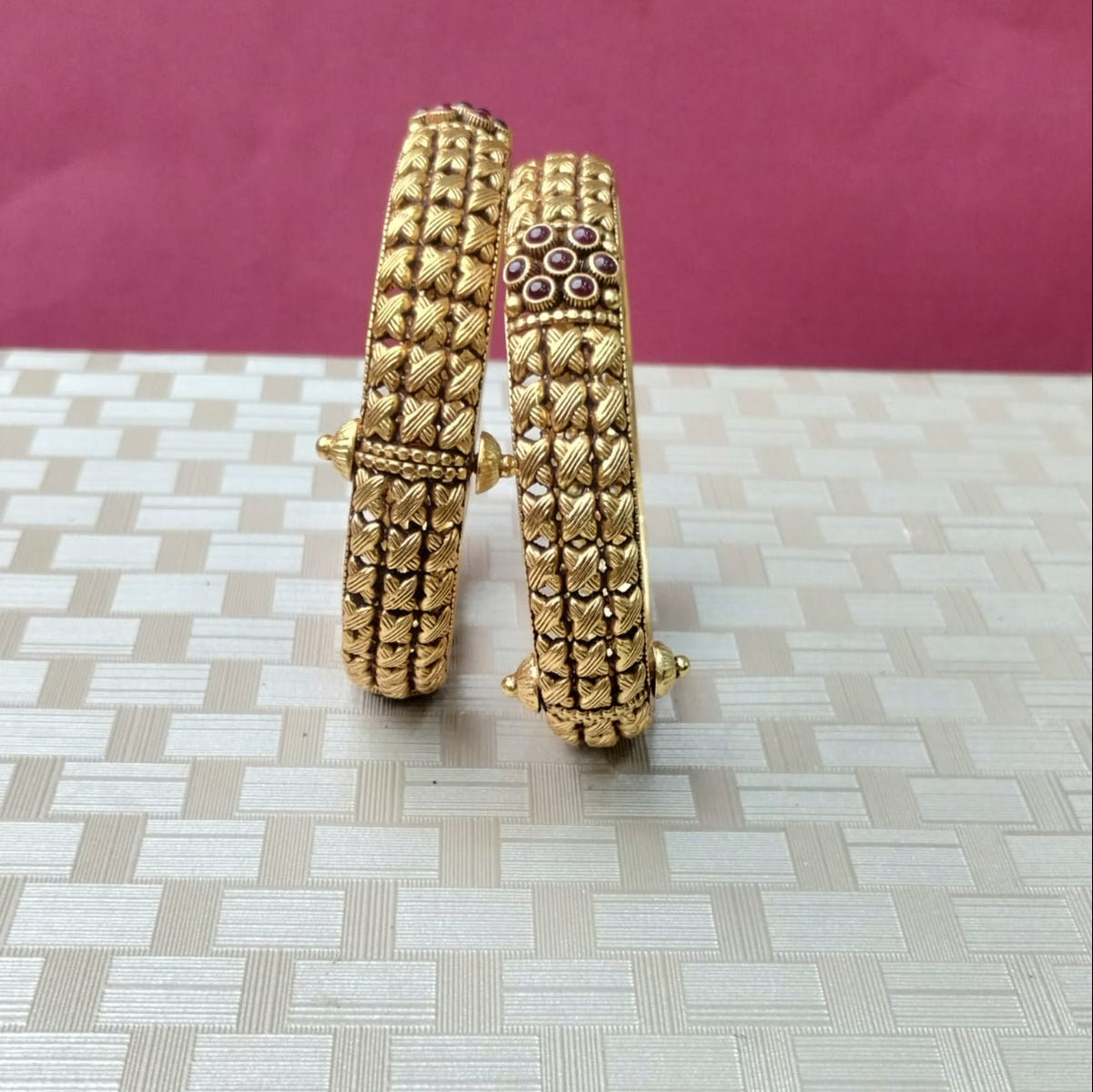Silver 92.5 Gold Plated Bangles-0300