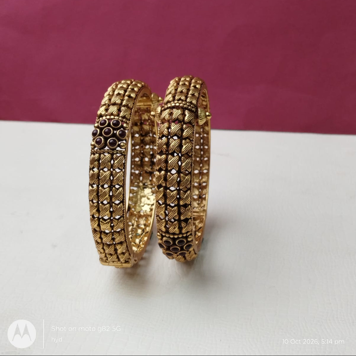 Silver 92.5 Gold Plated Bangles-0300
