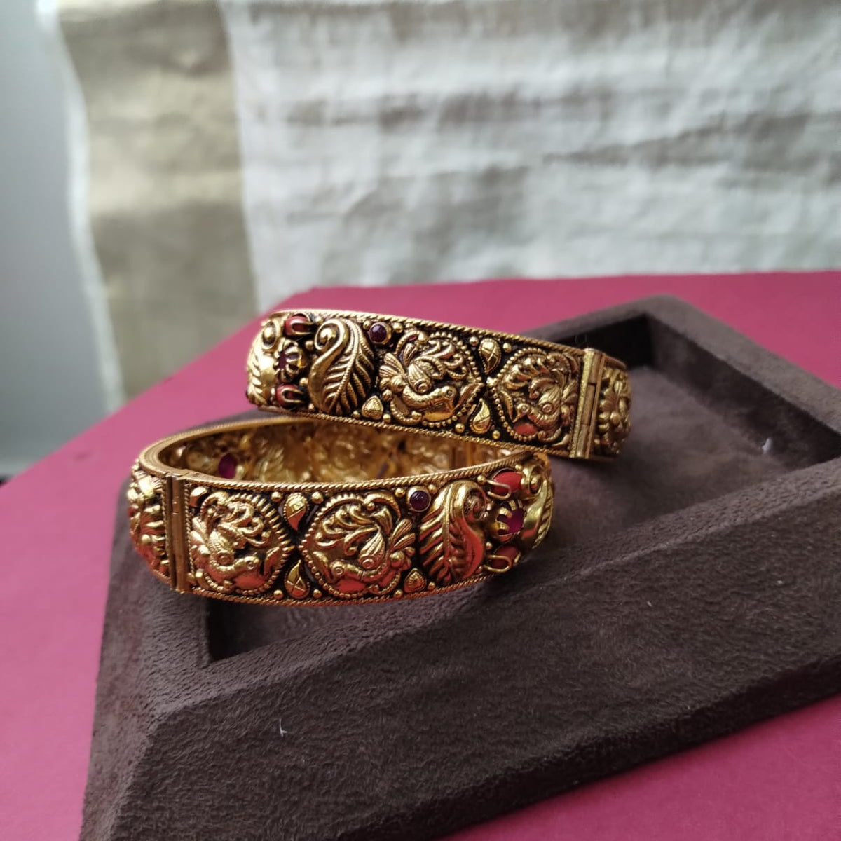 Silver 92.5 Gold Plated Bangles-0299