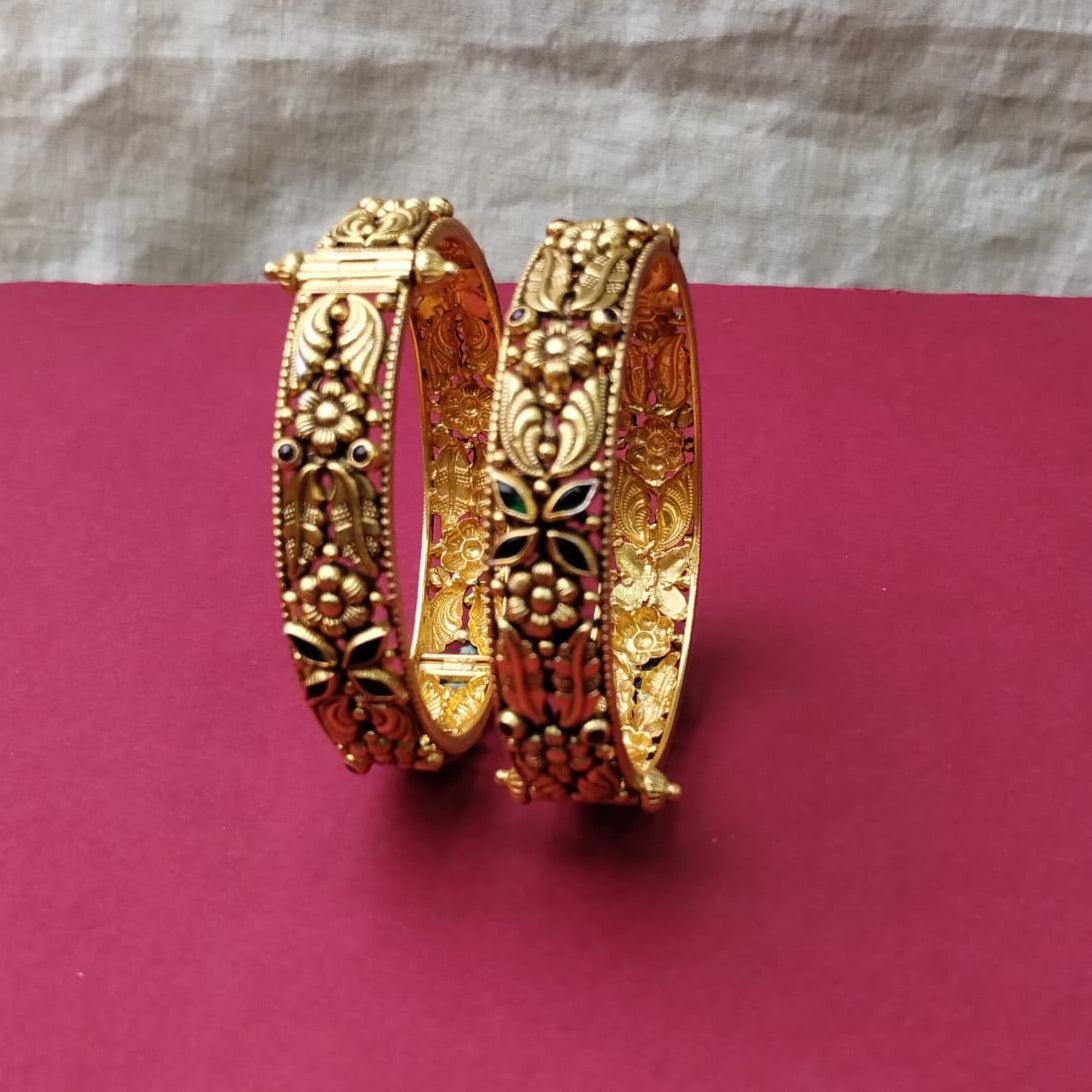 Silver 92.5 Gold Plated Bangles-0298