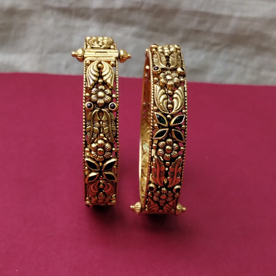 Silver 92.5 Gold Plated Bangles-0298