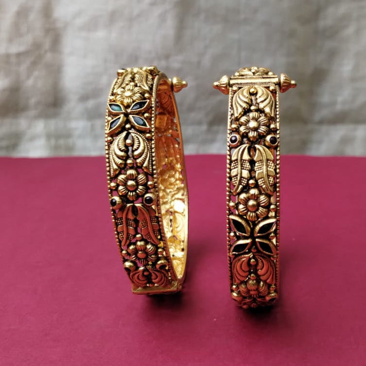 Silver 92.5 Gold Plated Bangles-0298